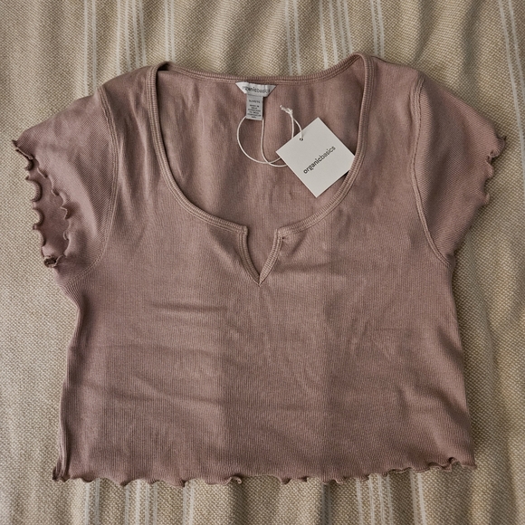 NWT Orgac Basics Ribbed Crop Top - Picture 5 of 6